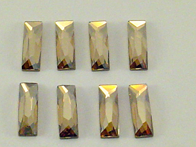 12 pcs. BAGUETTE 3.7x1.9mm GOLDEN SHADOW STAR BRIGHT FLATBACK Rhinestones